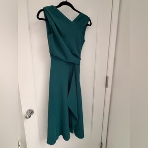 Reiss Teal Asymmetrical Midi Dress